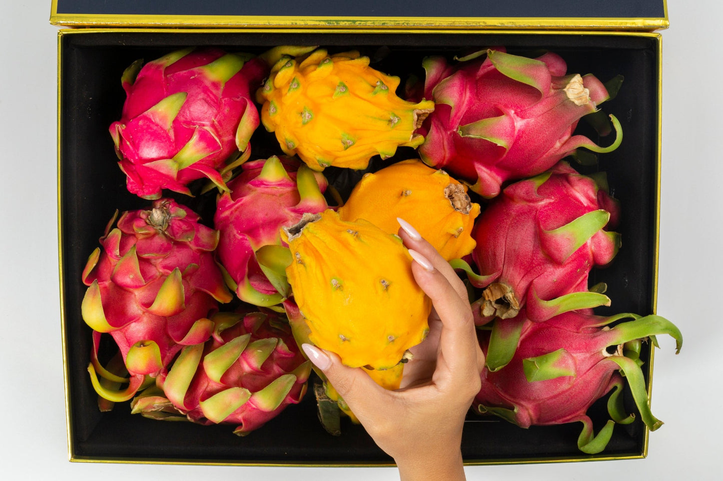 Dragon Fruit Selection Exotic Fruit Box Open W/hand